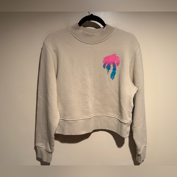 Palm Angels Tops - Palm Angels I Love PA Beige Cotton Crewneck boxy Sweatshirt